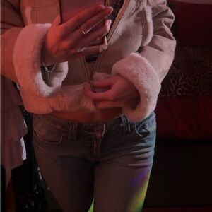 Refuge Cream Teddy Jacket with White Accents